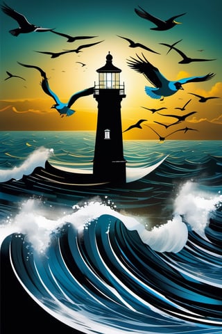 a painting of a lighthouse in the middle of the ocean,

rough sea, many waves,

a lot of fog that obscures the landscape,

flock of seagulls flying over the sea,

a microscopic photograph of Salvador Dalí,

pixabay contest winner,

artistic photography,

flicker.,

Macro photography by René Magritte,

close up,

hyper detailed,

trend in artstation,

sharp focus,

studio photo,

intricate details,

(((Very detailed,

by René Magritte, Salvador Dalí, Joan Miró, Remedios Varo)))