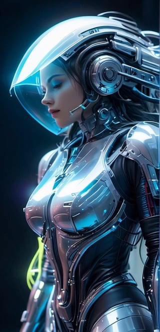 (medium full shot), close up head view, 1 girl,solo,short blond hair,dinamic pose, a mecha astronaut, white mecha body armour, wearing high tech astronaut helmet with (((clear glass (Full Face astronout visor) with HUD elements project directly into the wearers eyes))), (((blue neon light inside visor))), (((focus on the intricate details inside visor))), hologram display at background, action pose, hyper detailed, hyper realistic, with dramatic polarizing filter, vivid colors, sharp focus, HDR, UHD, 64K, remarkable color,,smile, (oil shiny skin:1.0), (big_boobs:2.8), willowy, chiseled, (hunky:2.4),(( body rotation -35 degree)), (medium full shot),(perfect anatomy, prefecthand, dress, long fingers, 4 fingers, 1 thumb), 9 head body lenth, dynamic sexy pose, breast apart, (artistic pose of awoman),chrometech,surface imperfections,steampunk,bubbleGL,neotech,ste4mpunk,DonMM00m13sXL,glowing,scifi,NIJI STYLE,ral-3dwvz,DonMASKTexXL ,Flower Blindfold,NYFlowerGirl,DonMChr0m4t3rr4XL ,Strong Backlit Particles