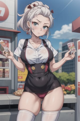 seven eleven, Girl employe, ,anime, 24hrs shop, bored face, attendant, buyers, 