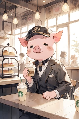 mascot actor like pig in cafe,
masterpiece, best quality, aesthetic,