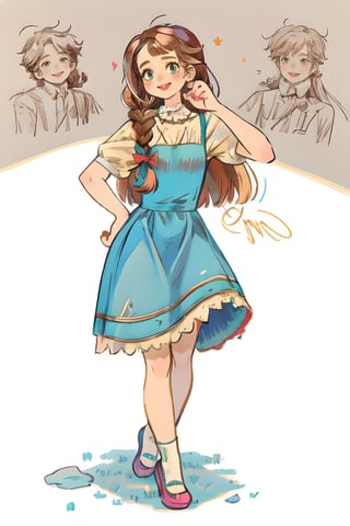 (masterpiece, best quality), hyperdetailed, warm pastel colour, flat color, brown, ultra detailed, smile, detailed eyes, 1 girl like anna, grey long braid hair, 1 boy like prince, black short hair, frozen,  ((she wears vintage dress, dancing)), charismatic, full body, (lora:GirlfriendMix2:1),monochrome,sketch,greyscalee,watercolor, vintagepaper,perfect, hand, fingers,hand