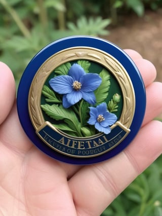 Masterpiece, realistic. High quality.
Blue badge. Flower
TA1badge