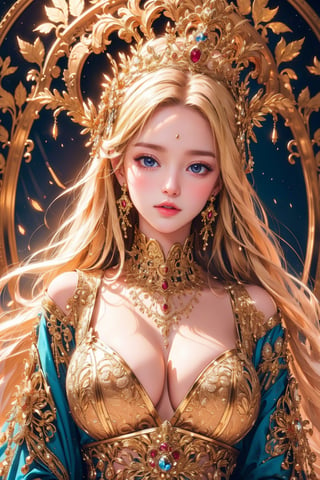 提示
busty and sexy girl, 8k, masterpiece, ultra-realistic, best quality, high resolution, high definition,dressed in an elaborate, ornate costume, CROWN, JEWELRY,blonde,majestic aura,The costume is richly detailed with gold and dark tones,The background features decorative circular patterns that radiate outward,There is a glow around the figure, which gives an ethereal feel to the image