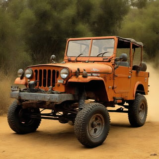 (Top Quality, Masterpiece), Realistic, Ultra High Resolution, Complex Details, Exquisite Details and Texture, Realistic, 
WILLYS JEEP, (Wild Willy:1.5), (wheelie:2.0), (front wheels are hopping:2.0),3d,LandCruiser40,madgod,stop motion,Leonardo Style