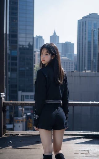 solo,1girl,outdoors,cityscape,standing,(cowboy shot:1.2),ruanyi0351,jacket,leg warmers,boots,from behind,black shorts,, (incredibly absurdres, ultra-detailed,CG ,unity ,8k wallpaper),(masterpiece),(realistic),(photorealistic:1.2),(raw photo:1.2), (best quality:1.2), (detailed face :1.4),(beautiful detailed eyes :1.2),(detailed hair),light on face, huge filesize ,cinematic lighting, 1 girl ,sexy,
Trigger words
ruanyi0351,jacket,leg warmers,black shorts, 