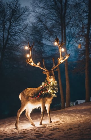 Instagram Image, Decorated tree, Atmospheric, Night, Realistic, Gifts, lights, Cinematic, Real Life, Reindeer
Animal, Santa Clause, Still Film Shot