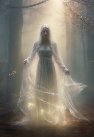 (masterpiece, best quality:1.4), (extremely detailed, 8k, uhd), fantasy art, natural lighting, ultra highres, dark yet benevolent forest setting, mysterious lighting, (transparent, ethereal, benevolent:1.2), (sharp focus:1.3), 1character, the Gentle Ghost, a transparent and kind female spirit, brunette, cute, (transparent:2.3), veil, veil on face, gentle, peacefully haunting a dark yet benevolent forest, (gentle posture, serene expression:1.2), (detailed features, ethereal presence:1.6), (soft and kind eyes, calming gaze:1.3), (surrounded by the subtle glow of fireflies and other ghostly elements:1.2), (floating stance:1.3), (soft moonlight filtering through the trees:1.6), (flowing, ethereal garments:1.3), intricate details, (depth of field, tranquil atmosphere), nighttime, enchanting forest, detailed background, fantasy art, hyper-detailed,ice and water