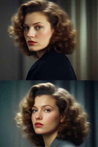 (((Iconic girl but extremely beautiful)))
(((1940s age style)))
(((large hair curly)))
(((Chiaroscuro light full colors background)))
(((masterpiece,minimalist,epic,
hyperrealistic,photorealistic)))
(((view profile,view detailed,
dutch_angle)))
(((Annie Leibovitz style, by Michael Curtiz style))),Movie Aesthetic