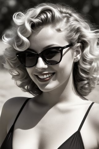 (((Iconic illustration 1950s age style but extremely beautiful)))
(((blonde curly hair shot,beautiful smile,swimsuit, sunglasses)))
(((Chiaroscuro Solid colors background)))
(((masterpiece,minimalist,epic,
hyperrealistic,photorealistic)))
(((view profile,view detailed,
dutch_angle)))
(((Monochrome vivid solid colors)))(((Annie Leibovitz style, by Diane Arbus style))),srh_ttz