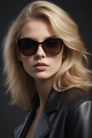 (((Iconic illustration 1980s age style but extremely beautiful)))
(((blonde hair with sunglasses)))
(((Chiaroscuro Solid colors background)))
(((masterpiece,minimalist,epic,
hyperrealistic,photorealistic)))
(((view profile,view detailed )))
(((Monochrome solid colors)))(((Annie Leibovitz style)))