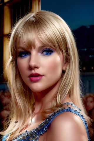(hyperrealistic:1.4)(photorealistic:1.2) blonde, blue eyes, Taylor Alison Swift, as photographed on the cover of the album "reputation" by "Big Machine Records"