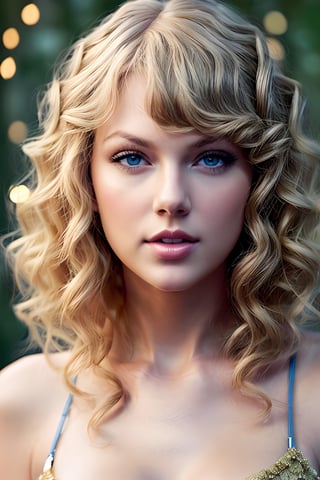 (hyperrealistic:1.4)(photorealistic:1.2) blonde, blue eyes, curly hair, Taylor Swift as she was photogtraphed for the "Speak Now" CD cover by Republic Records