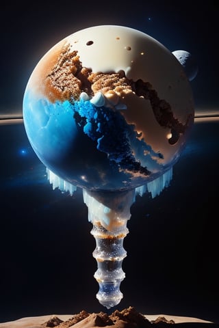 masterpiece, best quality, 
ICE cream scoop as The planet earth in the Solar System ,
The moon ,
Planet Saturn ,
Planet Jupiter,
ICE cream Glass,
,earth (planet)