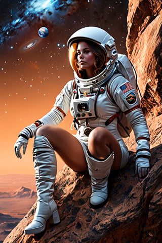 (best quality,4k,highres,masterpiece:1.2),
ultra-detailed,realistic,
photorealistic:1.37,
A sexy female astronaut,
Sexy astronaut outfit,
Sitting on a Rock,
Cleavage,
Large thighs,
Sexy legs,
Open legs,
Leather Thigh high Boots,
Smoking cigarettes,
,
#solar_system ,
,
otherworldly experience,food ,more detail XL,realg