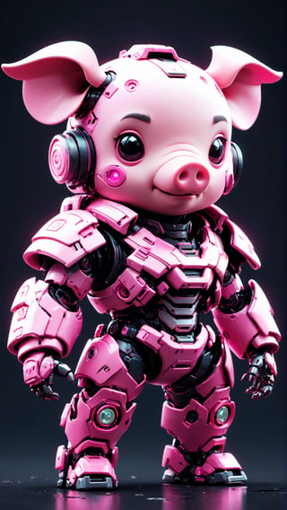 (masterpiece, best quality:1.5), EpicLogo, Pink armor, robot, Pink armor, white face, look on viewer,pig style, central view, cute, hues, Movie Still, cyberpunk, full body, cinematic scene, intricate mech details , ground level shot, 8K resolution, Cinema 4D, Behance HD, polished metal, shiny, data, white background