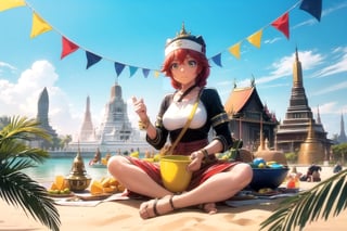 (masterpiece), (best quality), 8k illustration,
//Character,
, 1girl, solo,, ,
//Fashion,
//Background,
, ,lupusregina beta,1girl, solo,Songkran Festival,

 water splash, water festival, water gun, sand castle, water bucket, golden pagoda, golden temple, festival flags, effect of flowing water, colorful style, Thailand decoration, colorful swimming glasses