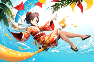 //Quality, (masterpiece), (best quality), 8k illustration,
//Character,1girl, solo, , , adult female, entoma, skeleton hands, bone hands, hone arms
//Fashion,
//Others,
,Songkran Festival, Songkran day, water splash, water festival, water gun, sand castle, water bucket, golden pagoda, golden temple, festival flags, effect of flowing water, colorful style, Thailand decoration, colorful swimming glasses, Japanese outfit, colorful long sleeve, silver hands, claw hands, 