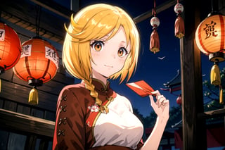 //Quality,
(masterpiece), (best quality), 8k illustration,
//Character,
1girl, solo, china background, Chinatown, Chinese outfit, 

 red theme, Chinese lantern, Chinese decoration, , Chinese New Year, Chinese festival, Chinese dress, Chinese theme outfit, Chinese pattern outfit, ,,,blonde hair, yellow eyes, enri, enri emmot, one-sided braid