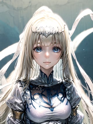 //Quality,
masterpiece, best quality
,//Character,
1girl, solo, :)
,//Fashion,
,//Background,
,//Others,
Calca, blonde hair, long hair, white tiara, white dress, blue eyes, character sheet, close up 