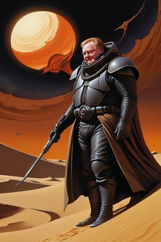 Dune-The death of Vladimir Harkonnen at the hands of Alia Atreides, by Luis Duarte, Alexandro Jodorowsy Art,Juan Gimenez Art,Space Art,Sci-Fic Art,Dark Influence,NijiExpress 3D v2,Kinetic Art,Datanoshing,Oil painting,Ink v3,Splash style,Abstract Art,Abstract Tech,CyberTech Elements,Futuristic,Epic style,Illustrated v3,Deco Influence,Air Brush style,drawing