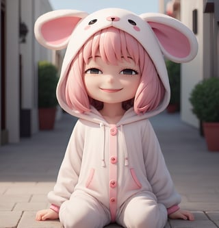 Masterpiece, Best Quality, High Resolution, PVC, Rendering, Chibi, High Resolution, One Girl, Anya Forger, Pink Hair, Bob Hair, Bear Costume, Gray Eyes, Smile, Selfish Target, Chibi, Mediterranean Cityscape, Smile, Smile, Self-righteousness, Full Body, Chibi, 3D Figure, Toy, Doll, Character Print, Front View, Natural Light, ((Real)) 1.2)), Dynamic Pose, Medium Movement, Perfect Movie-like perfect lighting, perfect composition, costume, anya_forger_spyxfamily, JediOutfit,BnnBnn