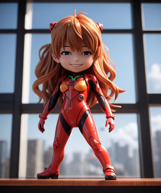 Masterpiece, highest quality, high resolution, PVC, rendering, chibi, high resolution, only daughter, Asuka Soryu, Evangelion, red plug suit, NERV, smile, selfishness, chibi, smile, grin, self-righteousness, whole body, chibi, 3D figure , Toys, Dolls, Character Print, Front View, Natural Light, ((Real)) Quality: 1.2)), Dynamic Pose, Movie Perfect Lighting, Perfect Composition, Fantasy Cityscape Free Ren Light, ((Real))) ) Quality: 1.2)), dynamic pose, cinematic lighting, perfect composition, Asuka Langley Soryu,Asuka Langley Soryu