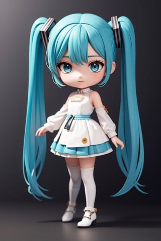 ((1 female)), Hatsune Miku, petite girl, full body, chibi, 3D figure little girl, green hair, twintails, beautiful girl with attention to detail, beautiful delicate eyes, detailed face, beautiful eyes, retro fashion Dress, holding green lightsaber, dynamic and beautiful pose, Star Wars world, natural light, ((real) ) quality: 1.2 )), dynamic long distance shot, cinematic lighting, perfect composition, super detail, Official Art, Masterpiece, (Best) Quality: 1.3), Reflections, High Resolution CG Unity 8K Wallpaper, Detailed Background, Masterpiece, (Photorealistic): 1.2), Random Angle, ((Retro Fashion Outfit 1.4)), side angle, chibi, full body, mikdef,newspaper wall