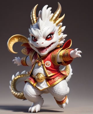  (((touch chest)))
Laugh, be happy, smile showing teeth
((cute eyes)) ((round eyes)) (((chubby dragon)))
Chibi white Chinese dragon with golden horns, Chinese dragon head, 
Red and gold cheongsam vest, yellow eyes  
minimalist design, BIG EYES,BIG Anime EYES,CHIBI, Q version