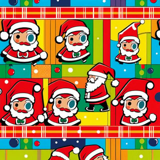 christmas pop art, santa claus, fruitcake, harmonious and unified,full of anticipation and excitement,nostalgic and reminiscent, industrial lighting,