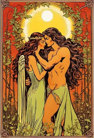 Adam and Eve, rider-waite tarot card the lovers tarot card. 



In its purest form, The Lovers card represents conscious connections and meaningful relationships. The arrival of this card in a Tarot reading shows that you have a beautiful, soul-honoring connection with a loved one. You may believe you have found your soul mate or life partner, and the sexual energy between you both goes way beyond instant gratification and lust to something that is very spiritual and almost Tantric. While The Lovers card typically refers to a romantic tie, it can also represent a close friendship or family relationship where love, respect and compassion flow.

The Lovers is a card of open communication and raw honesty. Given that the man and woman are naked, they are both willing to be in their most vulnerable states and have learned to open their hearts to one another and share their truest feelings. They shape the container from which trust and confidence can emerge, and this makes for a powerful bond between the two. In a reading, this card is a sign that by communicating openly and honestly with those you care about, you will create a harmonious and fulfilling relationship built on trust and respect.

On a more personal level, The Lovers card represents getting clear about your values and beliefs. You are figuring out what you stand for and your philosophy. Having gone through the indoctrination of The Hierophant, you are now ready to establish your belief system and decide what is and what is not essential to you. It’s time to go into the big wide world and make choices for yourself, staying true to who you are and being authentic and genuine in all your endeavors.

At its heart, The Lovers is about choice. The choice about who you want to be in this lifetime, how you connect with others and on what level, and about what you will and won’t stand for. To make good choices, you need to be clear about your personal beliefs and values – and stay true to them. Not all decisions will be easy either. The Lovers card is often a sign that you are facing a moral dilemma and must consider all consequences before acting. Your values system is being challenged, and you are being called to take the higher path, even if it is difficult. Do not carry out a decision based on fear or worry or guilt or shame. Now, more than ever, you must choose love – love for yourself, love for others and love for the Universe. Choose the best version of yourself.

Finally, The Lovers card encourages you to unify dual forces. You can bring together two parts that are seemingly in opposition to one another and create something that is ‘whole’, unified and harmonious. In every choice, there is an equal amount of advantage and disadvantage, opportunity and challenge, positive and negative. When you accept these dualities, you build the unity from which love flow