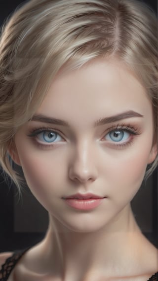 full_body, (((masterpiece))),(((best quality, realistic)))
((ultra-detailed)),(detailed light)
((an extremely delicate and beautiful))
(beautiful intricate blue eyes, beautiful face:1.3), 18yo dramatic lighting 1 girl
(I love you❤️❤️❤️:1.7)(((blushing)))
short pale hair, short pixie style
open forehead
black leather
Pure Beaty,Enhanced