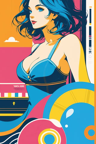 (Amazingly seductive abstract illustration: 1.4), Single girl, Focus on woman, middle of breast, cleavage, (Wearing sundress: 1.3), (Grunge style: 1.2), (Frutiger style : 1.4 ), (Colorful minimalism: 1.3), (Aesthetics of 2004: 1.2), (Beautiful vector shapes: 1.3), (Text "Cute!": 1.1), Text block. BREAK Palm trees, clouds, swirls, x \(symbol\), arrow \(symbol\), heart \(symbol\), gradient background, sharp details, supersaturated. BREAK Top quality, detailed and intricate, original artwork, trendy, mixed media, vector art, vintage, award-winning, artint, SFW, gh3a