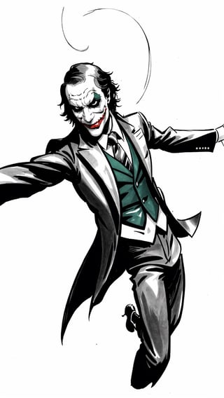 Joker, b/w outline art, full white, white background, coloring style, Sketch style, Sketch drawing,JeeSoo ,zatanna,inksketch