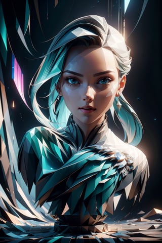 (Beautiful Woman, Low Poly, Isometric Art, 3D Art, High Detail, Art Station, Concept Art, Behance, Ray Tracing, Smooth, Sharp Focus, Ethereal Lighting), Detailed Textures, high quality, high resolution, high Accuracy, realism, color correction, Proper lighting settings, harmonious composition, Behance works, Glitching, low ploy, aurorastyle