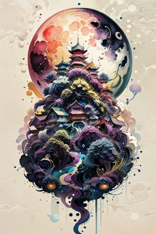 (In a mesmerizingly psychedelic scene, a whimsical moon module gleams with vibrant colors and intricate patterns, as if plucked straight from a kooky dream. This image, presented in a beautifully crafted gouache painting, showcases a fantastical spacecraft, reminiscent of a retro sci-fi era. Every brushstroke exudes an otherworldly allure, with swirling hues of neon pinks, electric blues, and mesmerizing purples. The fine details and meticulous shading bring an astonishing level of realism, capturing the eye and immersing viewers in a surreal lunar journey. With its exceptional quality and imaginative design, this captivating painting transports you to a wondrous realm beyond the boundaries of reality), Detailed Textures, high quality, high resolution, high Accuracy, realism, color correction, Proper lighting settings, harmonious composition, Behance works