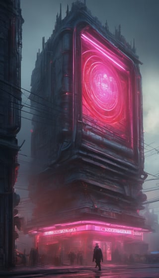 (space futuristic building, dark night, street lights, letter neon sign board, fog, perfect composition, beautiful detailed intricate insanely detailed octane render trending on artstation, 8 k artistic photography, photorealistic concept art, soft natural volumetric cinematic perfect light, chiaroscuro, winning photograph, oil on canvas, raphael, caravaggio, greg rutkowski, Beeple, beksinski, giger), Detailed Textures, high quality, high resolution, high Accuracy, realism, color correction, Proper lighting settings, harmonious composition, Behance works, DonMR0s30rd3rXL ,Pedestrian Signals,rose,knight,cyborg