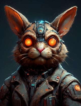 (close up, head and shoulders portrait:1.3), anthromorphic, High tech cybernetic (tarsier:1.2) (rabbit:1.7), multi Eyes,Glowing mechanical eyes, high-tech cybernetic body, futuristic power armor, bounty hunter ,xl_cpscavred,mad-cyberspace,cyberpunk