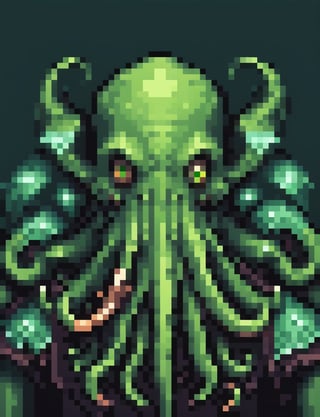 Head and shoulders portrait, Cthulhu  ,  pixel art, PixArFK, ,Pixel Art