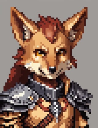 Head and shoulders portrait, anthropomorphic jackal warrior ,  pixel art, PixArFK, ,Pixel Art