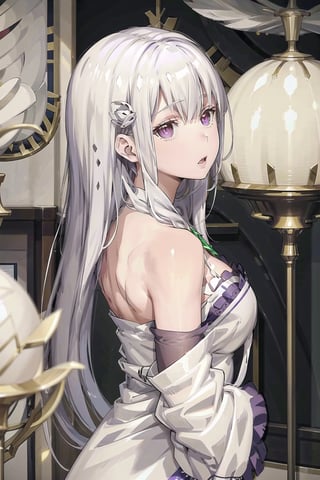 ((best quality)), ((highly detailed)), masterpiece, ((official art)),  intricately detailed, hyperdetailed, blurry background, depth of field, best quality, masterpiece, intricate details, tonemapping, sharp focus, hyper detailed, trending on Artstation, 1 girl, high res, official art,MTSpiderV4,emilia_(re:zero)