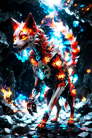 skull, skeleton monster beast, walking on four legs, red aura around, skeleton appearance of a fox, fox 6 tails anime naruto, destroyed scenery, battles, skin, realistic, FULL BODY,
photon mapping
more details
16k, HDR, CG, 3D, maintain maximum image detail, photography, high resolution, anti-aliasing, cinematic, particles, hyper realism, holographic, mecha, extremely detailed, crystallization, crystals, holographic, fragments, style, concept , RAW, bastet , more details XL,more detail XL