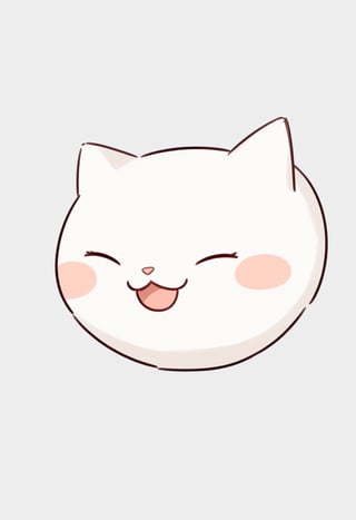 solo, open mouth, simple background, white background, closed eyes, no humans, :3, blush stickers, ・・,solo, looking at viewer, open mouth, no humans, white cat, head 