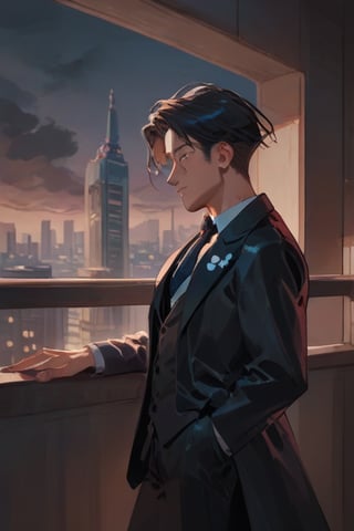 Score_9, Score_8_up, Score_7_up, Score_6_up, Score_5_up, Score_4_up,aa man black hair, sexy guy, wearing a suit, sexy guy, standing on the balcony of a building, looking at the front building, wearing a suit, night,city, modern city,
ciel_phantomhive,jaeggernawt,Indoor,frames,high rise apartment,Indoors, masterpiece,  best quality, 