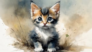 Cute kitten with face of Jenna Ortega, farm, big eyes, freedom, soul, digital illustration, approaching perfection, dynamic, highly detailed, watercolor painting, artstation, concept art, sharp focus, in the style of artists like Russ Mills, Sakimichan, Wlop, Loish, Artgerm, Darek Zabrocki, and Jean-Baptiste Monge