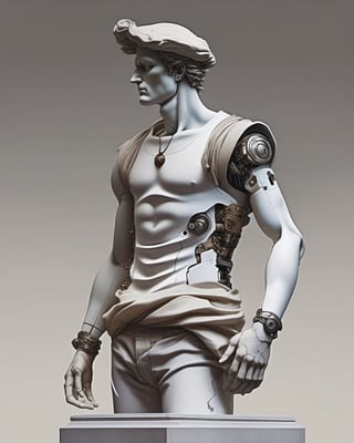 a statue of a man with a shirt on ((renaissance style)) , cyborg:0.5