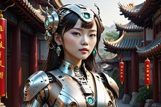 ((best quality)), ((masterpiece)), ((ultra-detailed)), extremely detailed CG, (illustration), ((detailed light)), (beautiful detailed robotic Chinese girl),Leonardo Style,more detail XL