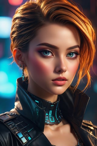 masterpiece, (best quality:1.4), ultra-detailed, 1 girl, 22yo, wear daily elegant outfit, close up perfect face, dramatic lighting, high resolution, genuine emotion, wonder beauty , Enhance, bright colors,Enhanced All,Surreal photography ,cyberpunk style,Pure Beauty