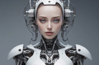 Very beautiful robot lady falls into small pieces, very beautiful and detailed picture.
