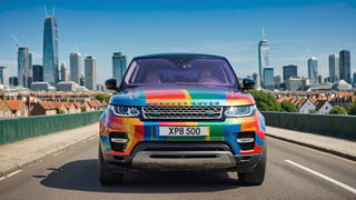 A new Mersedes inspired by new Land Rover, parked in city area background, perspective view, symmetrical, (multicoloured,colorful):1, ,more detail XL