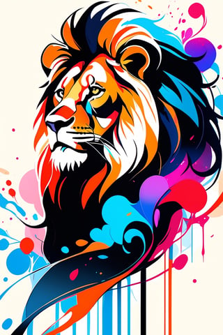A very elegant and beautiful lion in ink art style, masterpiece, ink art. 